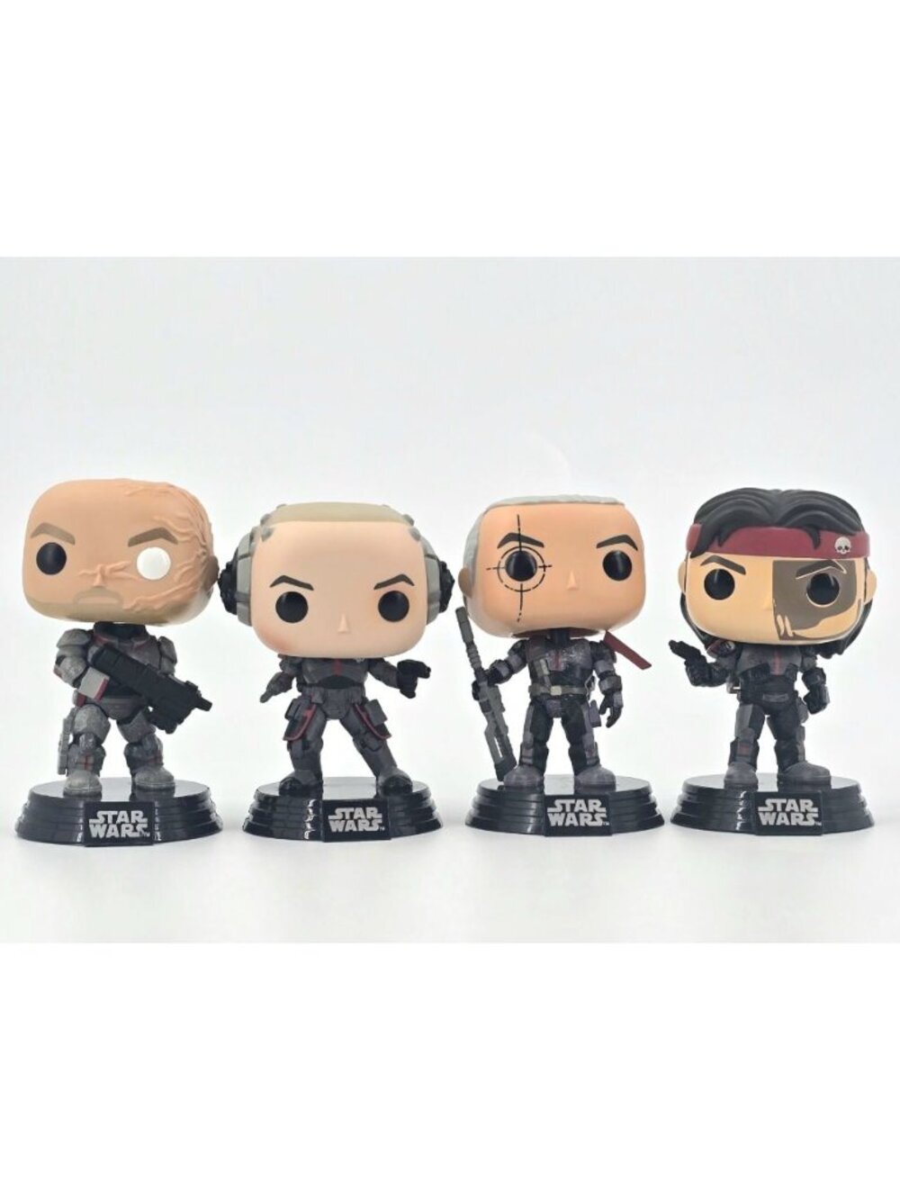 Star Wars Bad Batch Funko Pop Lot Of 4 Hunter Wrecker Crosshair Echo & Stands